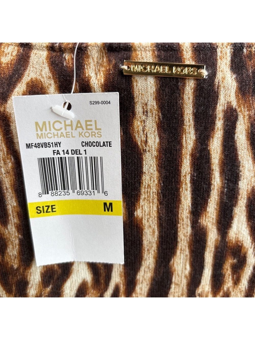 Michael Kors Brown Leopard Print Long Sleeve Flared Dress Medium NWT - Picture 7 of 10